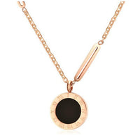 Fashion Women Necklace Stainless Steel Black White Shell Necklaces With Roman Numeral