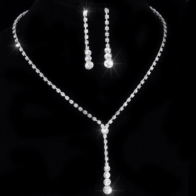 TREAZY Fashion Bridesmaid Bridal Jewelry Sets for Women Rhinestone Crystal Necklace Earrings Sets Statement Wedding Jewelry Sets