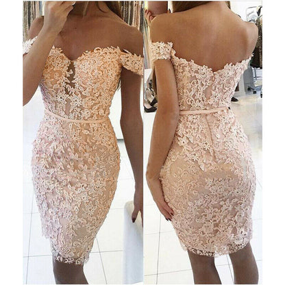 Summer Floral Lace Short Sleeve Sexy V Neck Bodycon Dresses