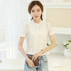 New Arrival Fashion Style Women Blouses Sweet Cute Lady Blouses Plus Size V-neck Short Sleeve Shirt White Shirt