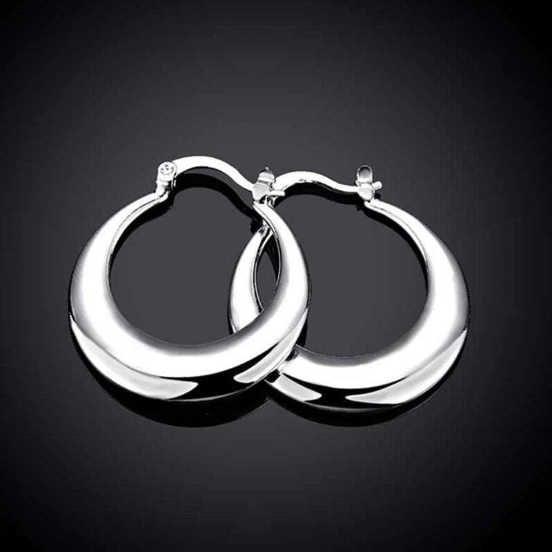 925 Silver Fashion Moon Hoop Earring For Women