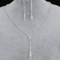 TREAZY Silver Plated Celebrity Style Drop Crystal Necklace Earrings Set Bridal Bridesmaid Wedding Jewelry Sets