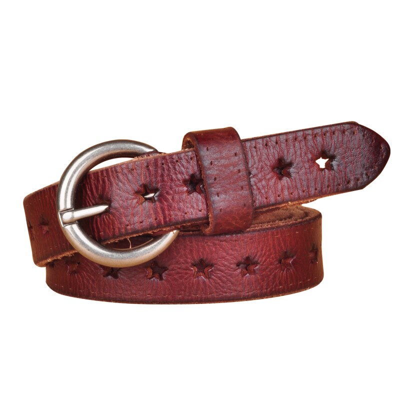 Full Grain Leather Belt Genuine Leather Cowskin Hollow Out Ladies Belt