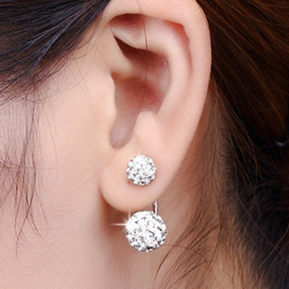 925 sterling silver new Jewelry Women 's Luxury Shambhala Crystal Ball Stud Earrings