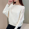 Loose Batwing Knitted Pullover Tops Lace Decoration