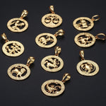12 Constellations Zodiac Sign Gold Pendant Necklace for Women Men