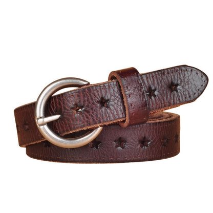 Full Grain Leather Belt Genuine Leather Cowskin Hollow Out Ladies Belt