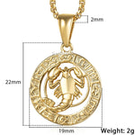 12 Constellations Zodiac Sign Gold Pendant Necklace for Women Men