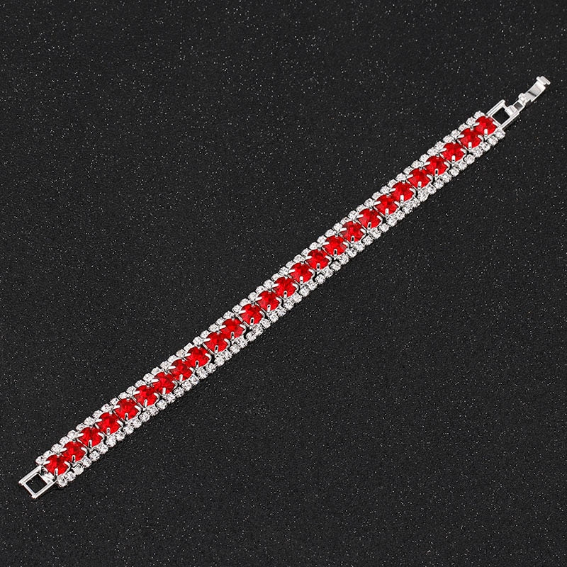 TREAZY Elegant Red Crystal Rhinestone Wedding Jewelry Sets for Women Choker Necklace Earrings Bracelet Bridal Jewelry Sets