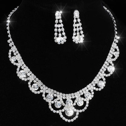 TREAZY Fashion Bridesmaid Bridal Jewelry Sets for Women Rhinestone Crystal Necklace Earrings Sets Statement Wedding Jewelry Sets