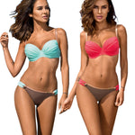 Solid Push Up Swimwear Women Brazilian Bikini Set Beach Bathing Suit XXL