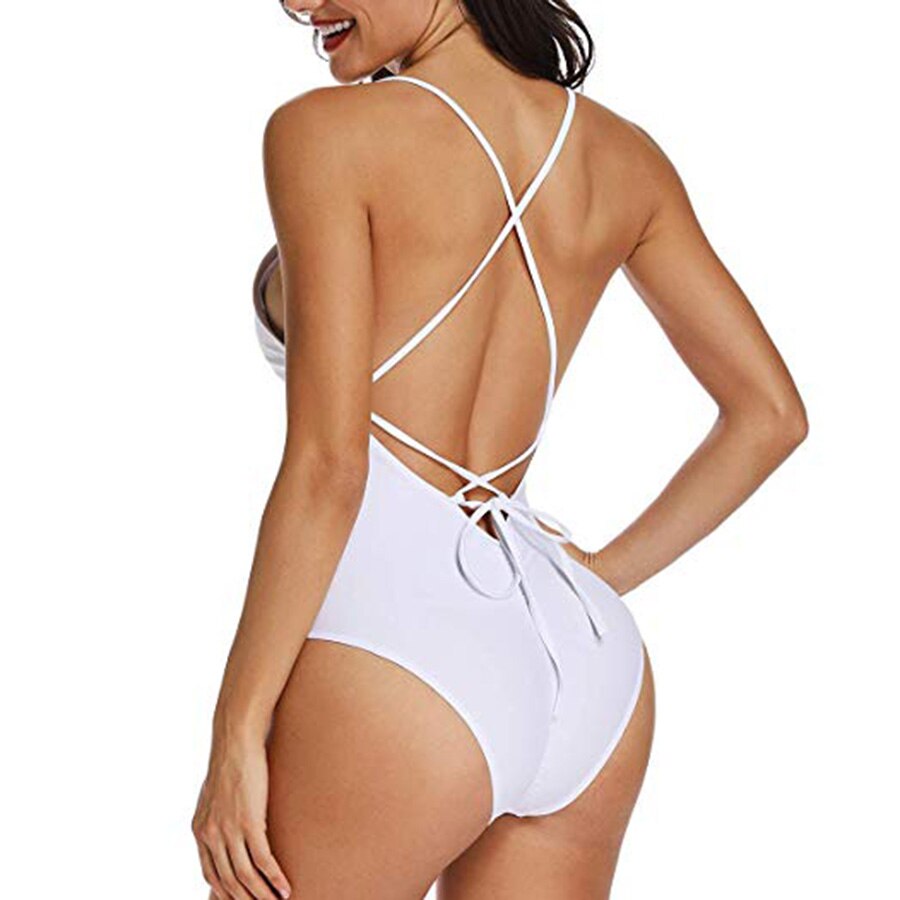 Thong Padded Sexy One Piece Swimsuit Miami HOLA Fused Swimwear Backless Bather Beachwear