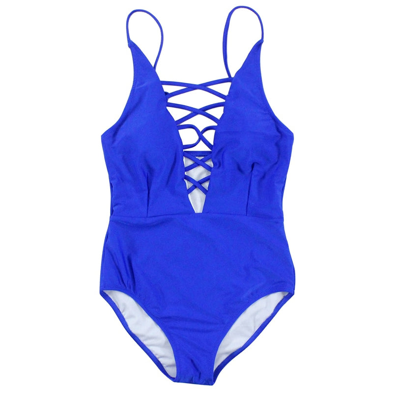 Sexy Crisscross Plunge One Piece Swimwear Backless Hot Swimsuit Bandage Bathing Suits Beachwear Swim Wear