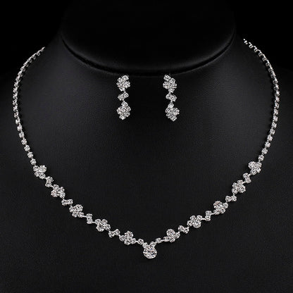 TREAZY Fashion Rhinestone Crystal Bridal Jewelry Sets Silver Color Choker Necklace Earrings Bracelet Women Wedding Jewelry Sets