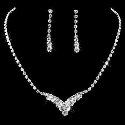 TREAZY Fashion Bridesmaid Bridal Jewelry Sets for Women Rhinestone Crystal Necklace Earrings Sets Statement Wedding Jewelry Sets