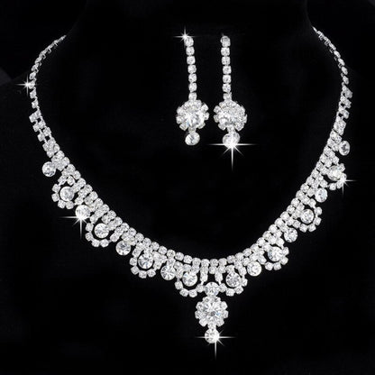 TREAZY Fashion Bridesmaid Bridal Jewelry Sets for Women Rhinestone Crystal Necklace Earrings Sets Statement Wedding Jewelry Sets