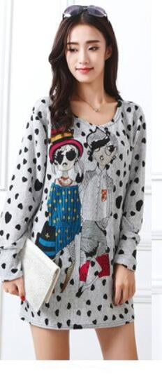 Long-sleeve O-neck Cashmere Sweater Large Size Casual Print