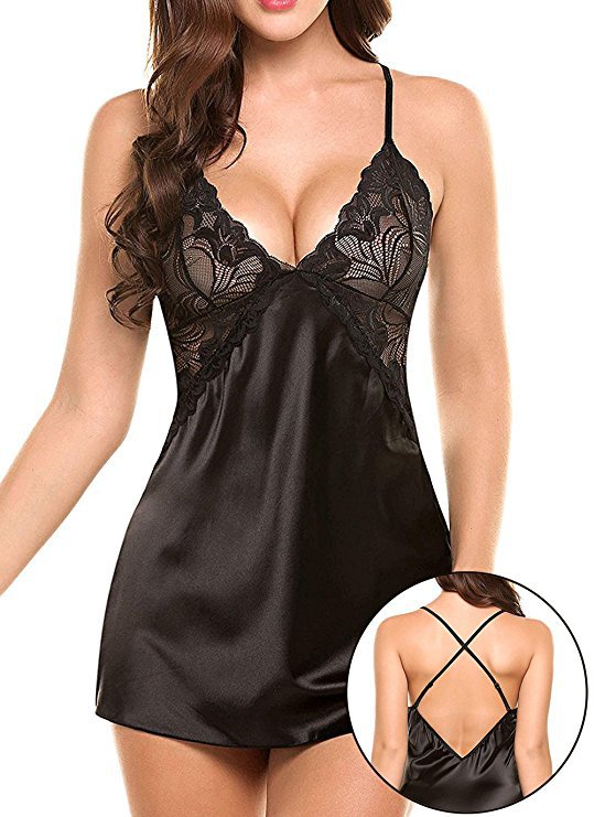 Sexy Lingerie Faux Silk Nightgowns Satin Sleepwear Night Dress Women Sleeveless Nighties V-neck Nightdress Nightwear Nightshirt