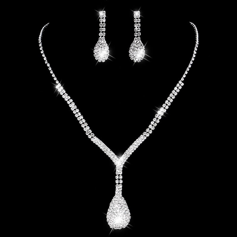 TREAZY Fashion Bridesmaid Bridal Jewelry Sets for Women Rhinestone Crystal Necklace Earrings Sets Statement Wedding Jewelry Sets