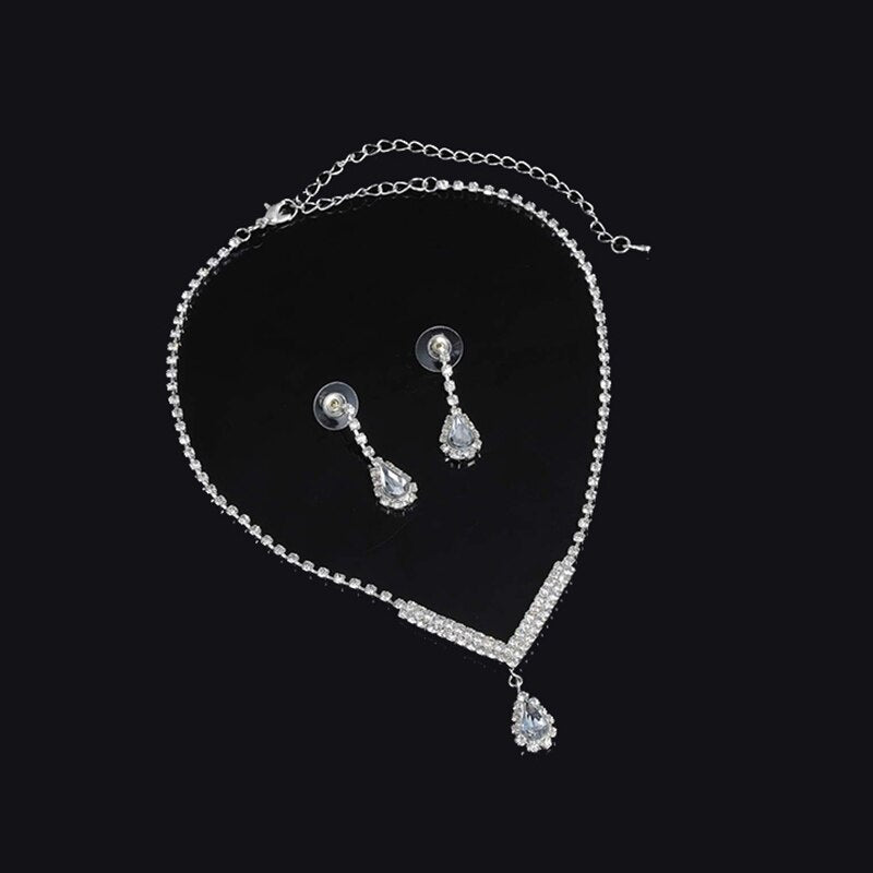 TREAZY Fashion Bridesmaid Bridal Jewelry Sets for Women Rhinestone Crystal Necklace Earrings Sets Statement Wedding Jewelry Sets