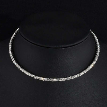 TREAZY Bridal Fashion Crystal Rhinestone Choker Necklace Women Wedding Accessories Tennis Chain Chokers Jewelry Collier Femme