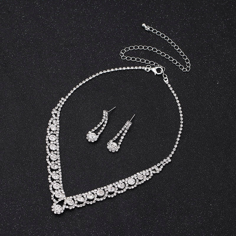 TREAZY Statement Crystal Bridal Jewelry Sets Fashion Rhinestone Choker Necklace Earrings African Wedding Jewelry Sets for Women