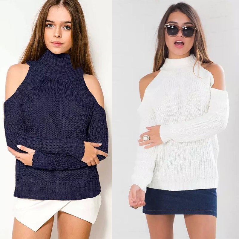 Off Shoulder Knitted Slim Sweater