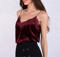New Fashion Women's Summer Lace Vest Top Sleeveless Velvet Tank Strappy Grace Summer Tops Wear Sexy Clothes For Lady