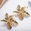 Metal Gold Flower ZA Big Earrings For Women