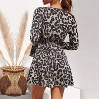 Chiffon Dress Women Leopard Print Boho Beach Dress