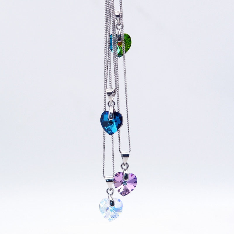 Mini Heart Necklaces Pendant Crystals