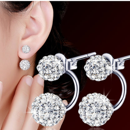 925 sterling silver new Jewelry Women 's Luxury Shambhala Crystal Ball Stud Earrings