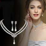 TREAZY Simple V Shape Teardrop Bridal Bridesmaid Jewelry Sets Crystal Fashion Wedding Jewelry Necklace Earrings Set for Women