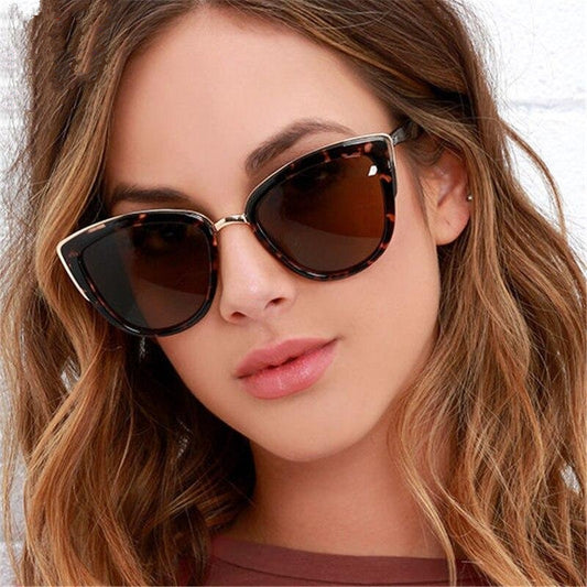 Cateye Sunglasses Women Vintage Metal Eyewear For Women