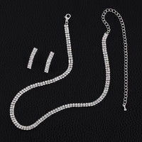 TREAZY Simple Crystal Bridal Jewelry Sets Silver Color Choker Necklace Earrings Sets for Women Wedding African Jewelry Sets