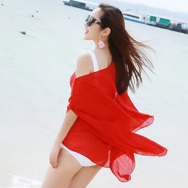 New Summer Sexy Women soild v-neck Cover Up Kaftan Chiffon Swim Wear Beach Bikinis Sundress Beach Dress tunica robe de plage