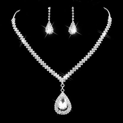 TREAZY Fashion Bridesmaid Bridal Jewelry Sets for Women Rhinestone Crystal Necklace Earrings Sets Statement Wedding Jewelry Sets