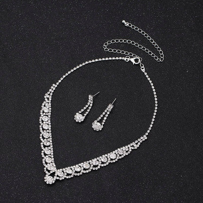 TREAZY Silver Color Rhinestone Crystal Bridal Jewelry Sets for Women Necklace Earrings Bracelet Set Wedding Jewelry Accessories