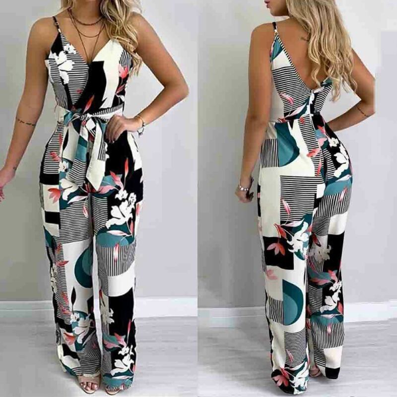 Bohemian Jumpsuits V Neck Backless Rompers