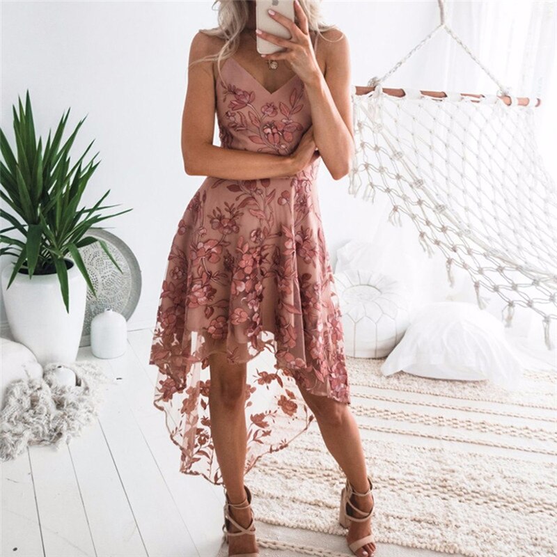 Bigsweety New Fashion Mid-Calf Sleeveless Spaghetti Strap Party Dresses Summer Women Flower Lace Dress  Elagent Bandage Vestidos