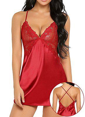 Sexy Lingerie Faux Silk Nightgowns Satin Sleepwear Night Dress Women Sleeveless Nighties V-neck Nightdress Nightwear Nightshirt