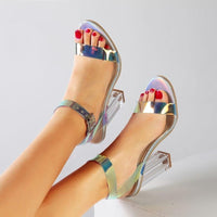 Simple Style PVC Clear Transparent Strappy Buckle Sandals High Heels Shoes
