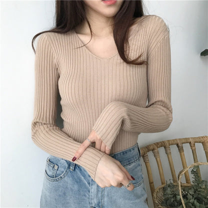 V Neck Sweater Knitted Fashion Sweaters