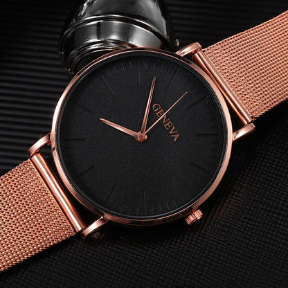 Luxury Rose Gold Mesh Stainless Steel Women's Watches