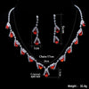TREAZY Fashion Red Crystal Teardrops Bridal Jewelry Set Necklace Earrings Brides Wedding Jewelry Set Party Costume Accessories