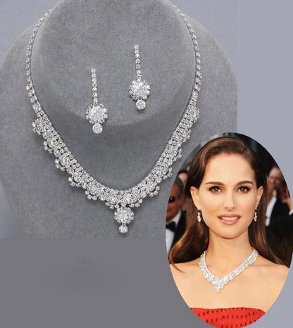 TREAZY Fashion Bridesmaid Bridal Jewelry Sets for Women Rhinestone Crystal Necklace Earrings Sets Statement Wedding Jewelry Sets