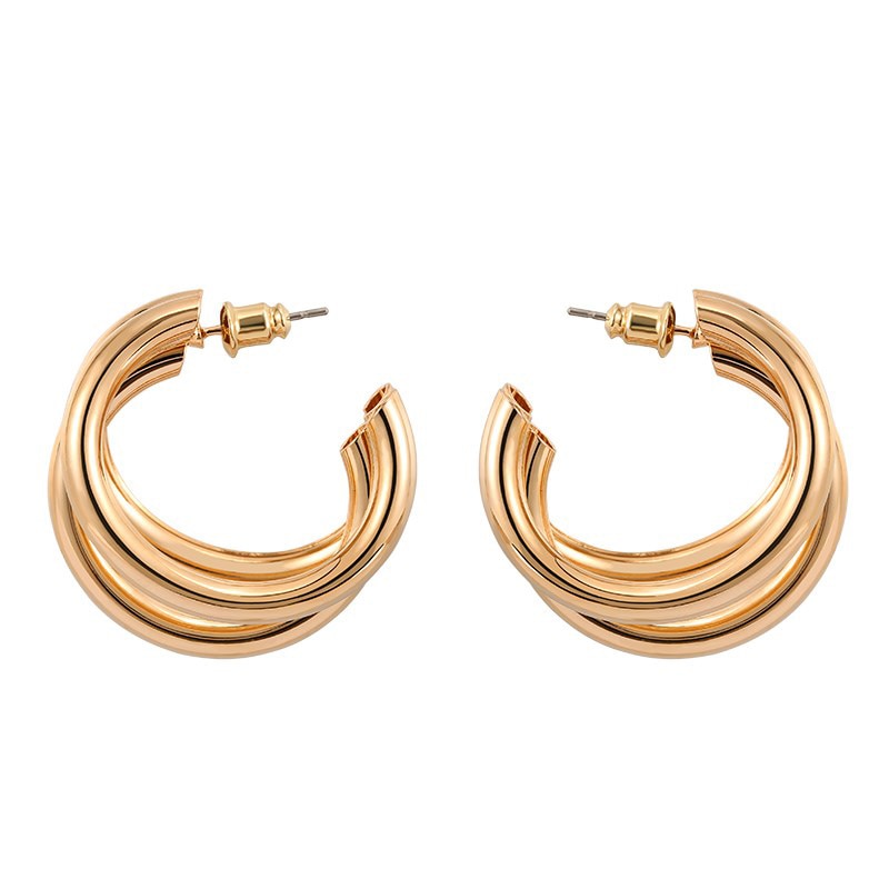 Round Hoop Earrings for Women Vintage Gold Color Geometric Earrings