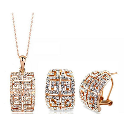 2021 New Design Hot Sale gold-color Austria Crystal Jewelry Set For Women