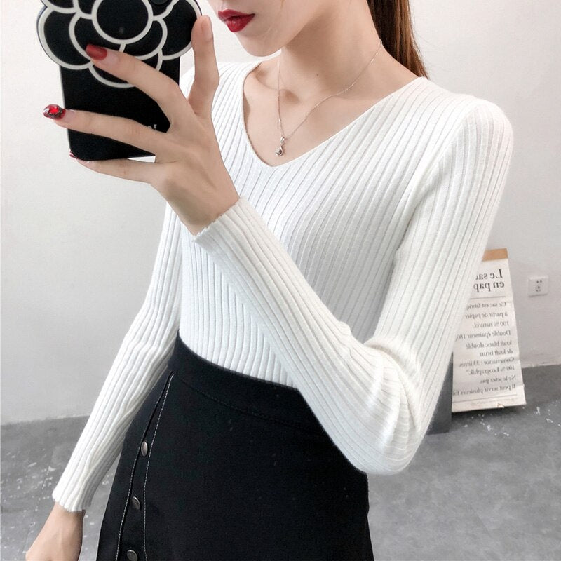 V Neck Sweater Knitted Fashion Sweaters