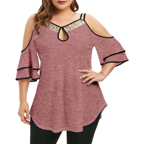 Shoulder Ruffled Sleeve Irregular Hem Blouse